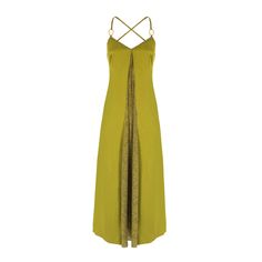 This garment is made from Natural Vegan Fabric 🌱 100% Cupro Color-blocked, V-neck dress with metal gold accessories detailed straps that tie through channels at the back. Deep V-neckline at the back. The flowing fabric has a shiny look with pattern detail at the center. This material, which leaves no carbon footprint, is produced with an innovative vegan textile process that ensures that there is no animal material from beginning to end. The soft silky fabric is kind to you as well as to the wo V Neck Maxi Dress, Gold Accessories, Dress Medium, Famous Celebrities, Swimwear Collection, Independent Designers Fashion, V Neck Dress, Aspen, Color Block