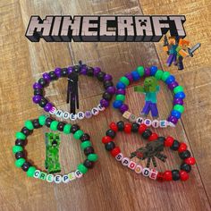 Beaded Bracelets Kandi, Pony Bead Ideas Bracelets, Kandi Singles Ideas No Words, Pony Bracelets Ideas, Minecraft Kandi, Kandi Single Ideas, Minecraft Bracelet, Pony Bead Bracelet Ideas