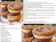 the recipe for cinnamon sugar french toast muffins