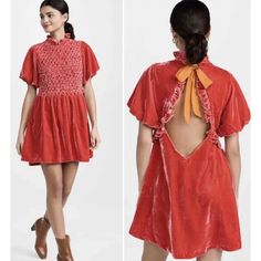 Offers Encouraged!Nwt Free People Gum Drop Mini Dress Sz S Red Velvet Smocked Holiday Open Back. Red Fitted Smocked Dress For Spring, Fitted Red Smocked Dress For Spring, Fitted Red Smocked Dress Casual Style, Fitted Red Smocked Dress, Casual Red Fitted Smocked Dress, Casual Fitted Red Smocked Dress, Fitted Red Mini Dress With Smocked Back, Red Fitted Smocked Dress, Fitted Red Smocked Casual Dress