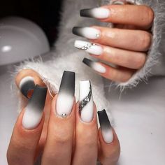 White Nail Tip Ideas, Gray Nail, Elegant Touch Nails, Nails Art Ideas, Fancy Nails Designs, Ballerina Nails, Acrylic Nails Coffin Short, Short Acrylic Nails Designs, Pink Acrylic Nails