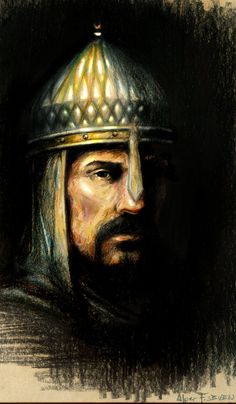 a drawing of a man wearing a helmet