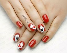 Tet Nails, Poker Nails, Cards Nails, Nailart Red, Nail Polish Combinations, New Years Nail Art, New Years Nail Designs, Country Nails