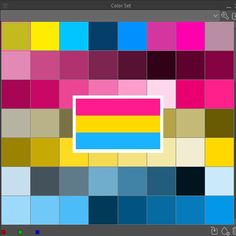 the color picker screen is shown with different colors and shapes, including blue, yellow,