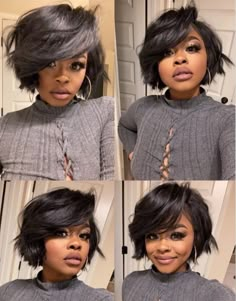 Hair Round Face Plus Size, Haircut For Plus Size, Pixie Cuts Black Women, Fluffy Bob Black Women, Plus Size Pixie, Short Hair Round Face Plus Size, Natural Hair Bob Cut, Hairstyles Designs