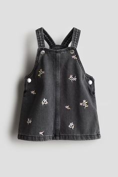 Baby Girl Clothes | Dresses Coats Jackets & More | H&M US Denim Dungaree Dress, Denim Dungaree, Dungaree Dress, Romper Suit, Kids Outerwear, Snap Fasteners