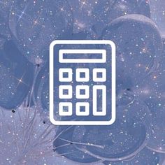 a calculator with stars in the background on a blue and purple background,