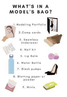 what's in a model's bag? poster with instructions for the contents