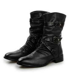 Black Punk Rock, Men Uniform, Mode Country, Steampunk Boots, Womens Tall Boots, Gothic Boots, Style Steampunk, Black Punks, Faux Leather Boots