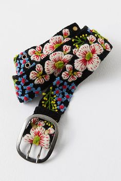 Dream In Color Belt | Free People Embroidered Belt, Woven Belt, Free People Black, Floral Motifs, Black Belt, Favorite Jeans, Simple Dresses, Floral Motif, Womens Flip Flop