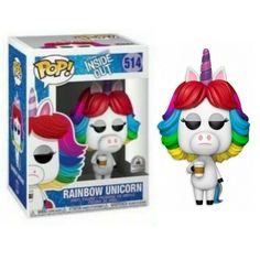 the pop vinyl figure has a rainbow unicorn on it