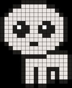 a black and white skull is shown in the shape of a cross stitch pattern with squares