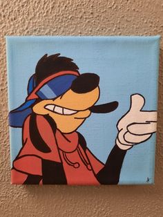 a painting of a cartoon character with sunglasses and a bandana holding a thumb up