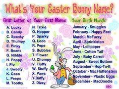 an easter bunny name chart with the words what's your easter bunny name?