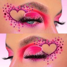 Love Heart Makeup, Makeup Ideas Valentines Day, Heart Themed Makeup, Valentine Make Up, Valentine’s Day Makeup Ideas, Valentines Makeup Look, Valentine Day Makeup Looks, Valentine’s Day Looks, Valentine Eyeshadow Looks