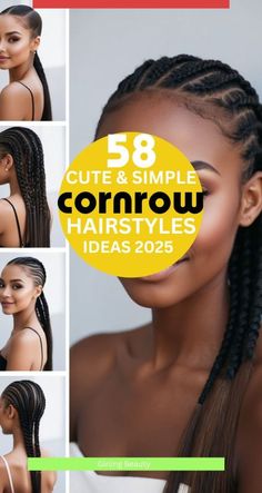 Simple Cornrow Ideas, Trending Cornrows, Simple Cornrows, Hairstyle Ideas For Black Women, Small Cornrows, Straight Backs