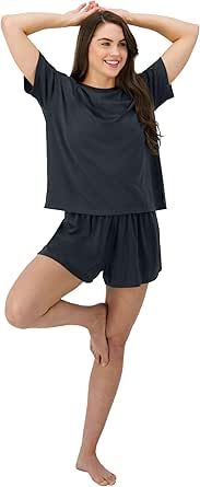 Hanes Women's Originals SuperSoft Comfywear 2 Piece Lounge Boxy T-Shirt & Sleep Shorts Loungewear Set