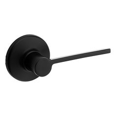 a black door handle on a white wall