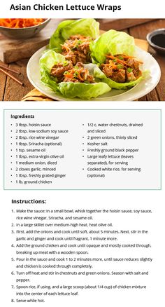 Asian Chicken Lettuce Wraps, Lettuce Wraps Recipe, Chicken Lettuce Wraps Recipe, Lean Protein Meals, Healthy Dinner Recipes Vegetarian, Healthy Dinner Recipes For Two, Lost 50 Pounds, Dinner Recipes Vegetarian, Lettuce Wrap Recipes