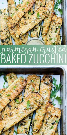 grilled zucchini with parmesan crusts and baked in a pan