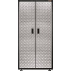 a large metal cabinet with two doors