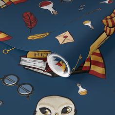 a wallpaper with an image of harry potter's book and glasses on it