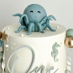 there is a cake with an octopus on it