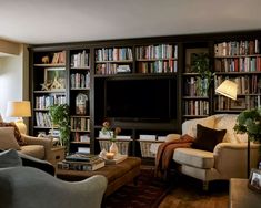 a living room filled with furniture and a flat screen tv