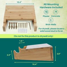 a wooden shelf with tools in it and instructions for how to use the woodworking tool holder