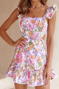 Sleeveless Midi Dress, Summer Dress Outfits, Floral Ruffle, Dress Material, Belleza Natural, Outfit Casual, Print Pattern, Floral Printed, Casual Outfit