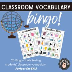 the classroom vocably bingo game is shown