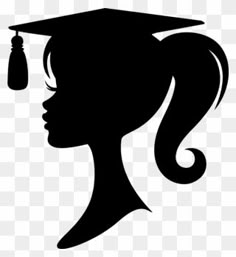 the silhouette of a woman with a graduation cap on her head