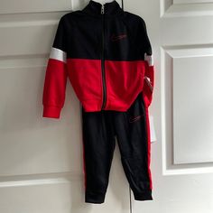 Nike 2 Piece Jogging Suit. Red And Black. Nwt Red Sportswear Sets For Sports, Sporty Red Long Sleeve Set, Red Cotton Sports Set, Red Long Sleeve Sports Sets, Nike Sporty Winter Sets, Sporty Nike Winter Sets, Red Sports Sets For Winter, Red Winter Sports Sets, Nike Fitted Sports Sets