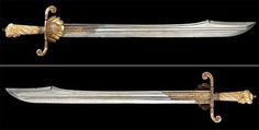 two swords, one with gold and the other with silver inlays on it