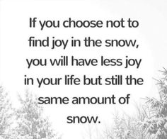 the quote if you choose not to find joy in the snow, you will have less joy in your life but still the same amount of snow