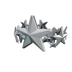 an abstract silver star with many smaller stars in the center, on a white background