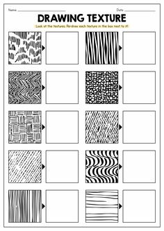 a drawing texture chart with different patterns and lines on it, including black and white