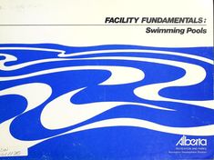 the manual for swimming pools is displayed in blue and white colors, with an image of waves on it