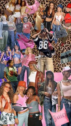 a collage of women dressed in clothes and accessories