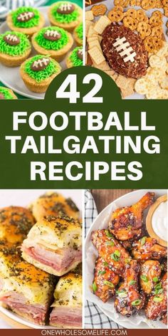 collage of tailgating recipes. Tailgating Lunch Ideas, Dinner Recipes Football, Food For Football Sunday, Fun Game Day Food, Tailgating Food Ideas Football, Good Tailgate Food, Tail Gate Food Recipes, Game Day Lunch Ideas, Make Ahead Tailgate Food Ideas