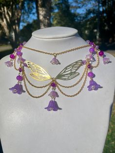 Handmade and one of a kind Orchid Necklace, Teen Girl Gifts, Neck Jewellery, Diy Bracelet Designs, Fantasy Gowns, Whimsical Fashion, Fancy Jewelry, Fantasy Jewelry, Jewelry Inspo