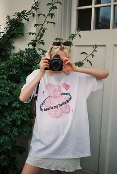 A sweet oversized graphic tee with a spunky teddy print. 100% Cotton Fits oversized Model is 5'9" Wearing a size small Large Graphic Tee Outfit, Big Tee Shirt Outfits, Oversized Tshirt Outfit Women, Libra Rising, Oversize Tshirt Outfits, Tee Shirt Outfit, Baggy Tee, Work Fits, Graphic Tee Outfits