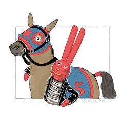 a drawing of a horse wearing a costume