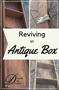 an antique box with the words revving an antique box