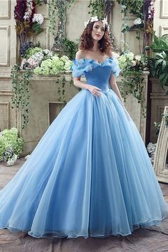 Shop Non Traditional Blue Cinderella Princess Bridal Gowns With Off Shoulder Straps online. Custom-made any plus size or color. Pro since 2009. Long Elegant Prom Dresses, Dress Organza, Cinderella Dress, Light Blue Prom Dress, Blue Ball Gowns, Elegant Prom, 파티 드레스, Elegant Prom Dresses, Blue Ball