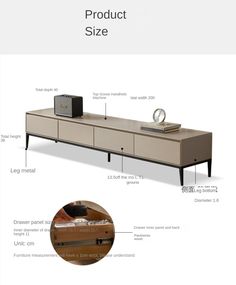 the sideboard is labeled with information for each item in this diagram, and it's size