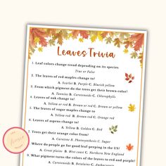 the leaves trivia is shown with an orange circle around it