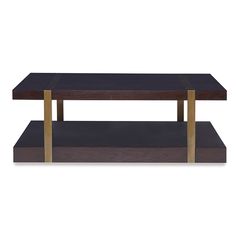 a black and gold coffee table with two shelves