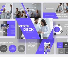 the pitch deck is designed to be used as a powerpoint presentation for business purposes