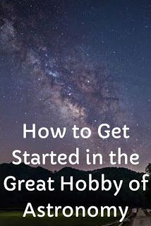 an image of the night sky with text over it that reads how to get started in the great hobby of astronomy